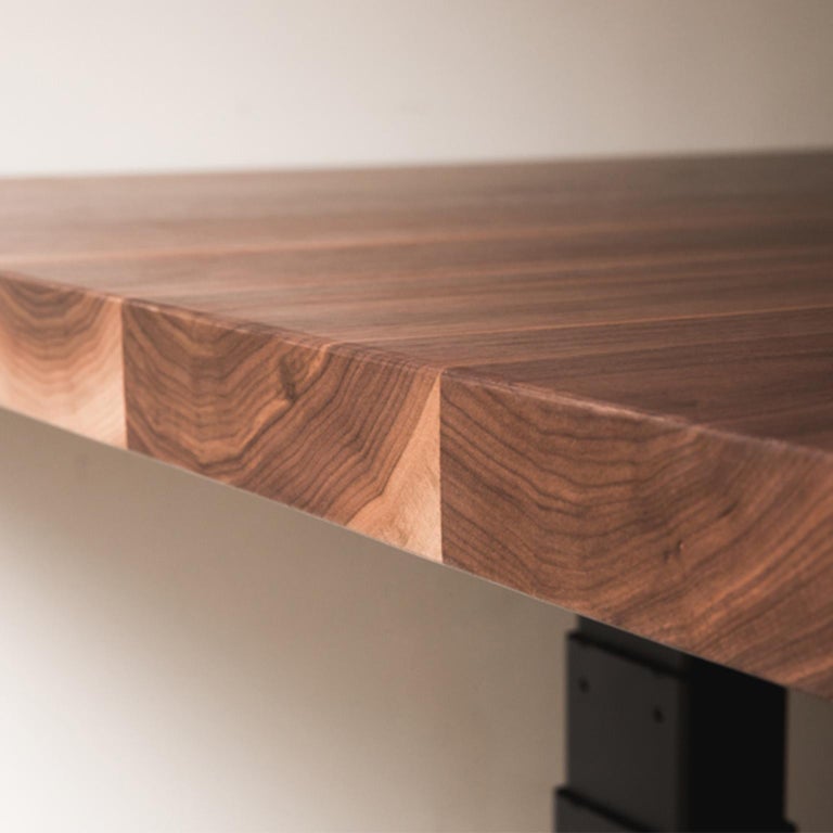 Custom Sit Stand Essentials Desk With Solid Wood Top And Metal Base Large