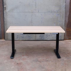 Custom Sit/Stand "Essentials Desk" with Solid Wood Top and Metal Base, Medium