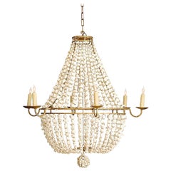 Custom Six-Light Polished Branch Coral Beaded Chandelier