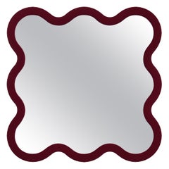 Custom Size 36''x48'' Wall Mirror 'Hvyli' by Oitoproducts, Dark Red Frame