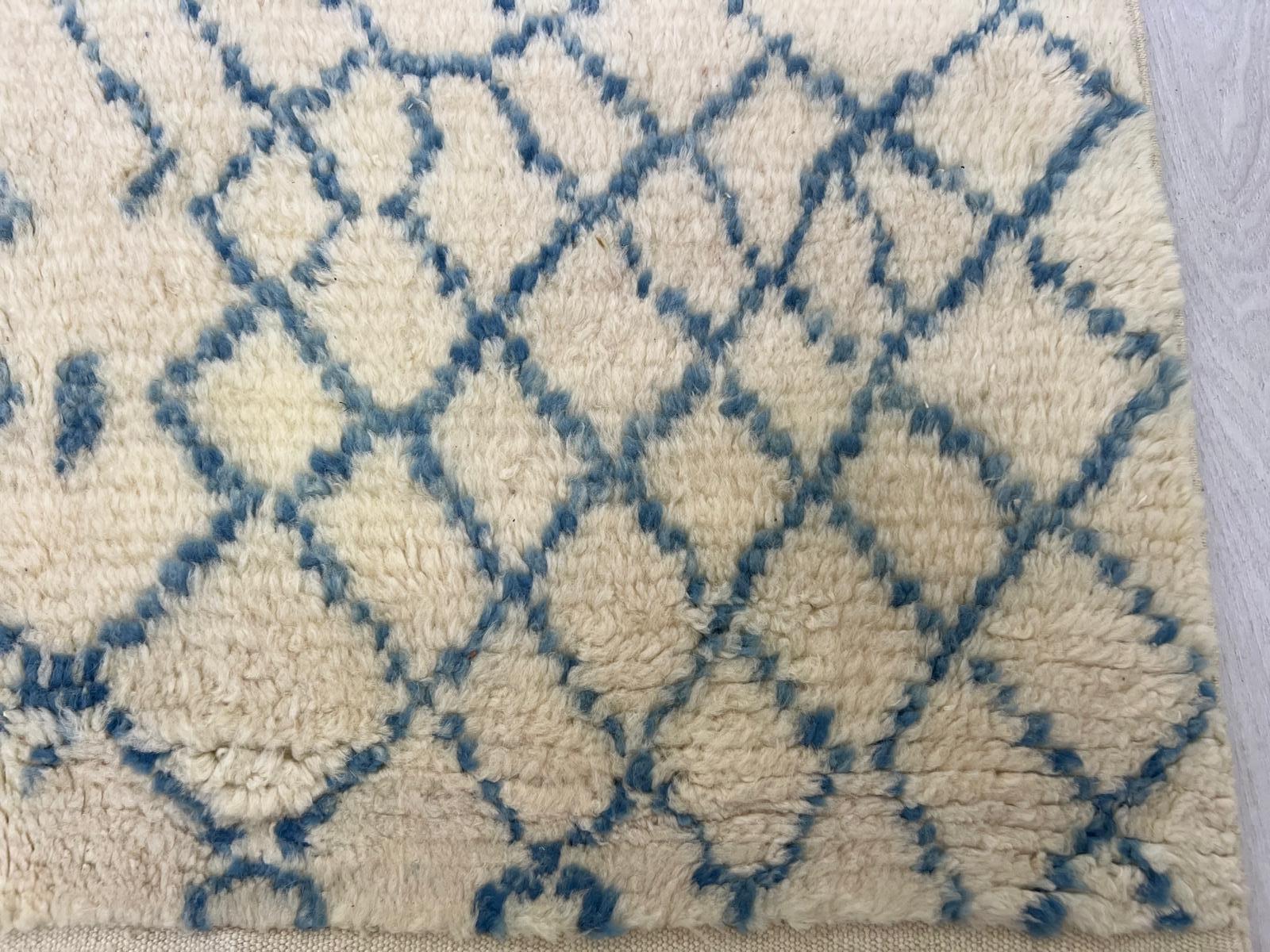 Hand-Knotted Custom Sizes - New Hand Knotted Moroccan Beni Ourain Berber Tulu Rug, 100% Wool For Sale