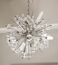 Custom Petite Austrian Crystal and Rock Crystal Sputnik Chandelier