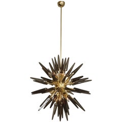 Lustre Spoutnik en verre de Murano fumé à pointes personnalisé