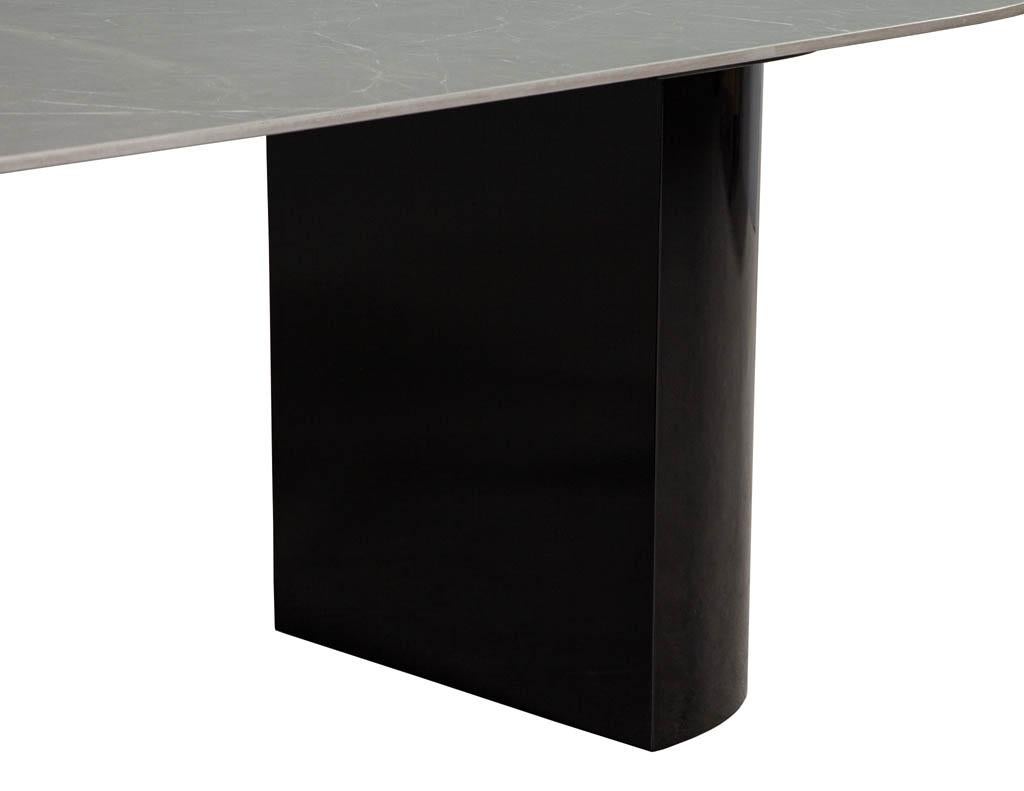 Custom Smoke Porcelain Double Pedestal Modern Dining Table 5