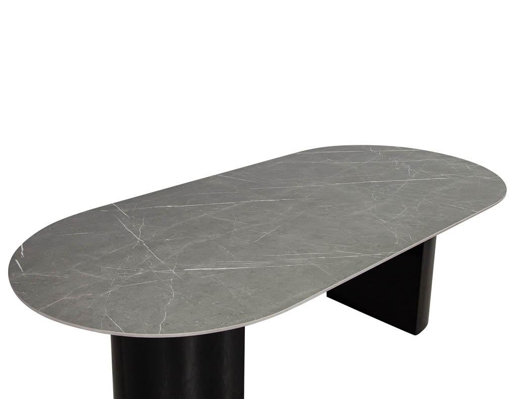 Canadian Custom Smoke Porcelain Double Pedestal Modern Dining Table