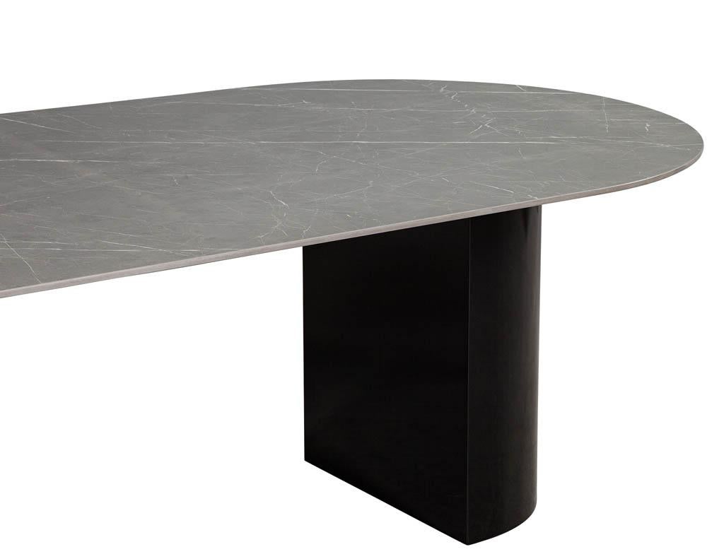 Custom Smoke Porcelain Double Pedestal Modern Dining Table 2