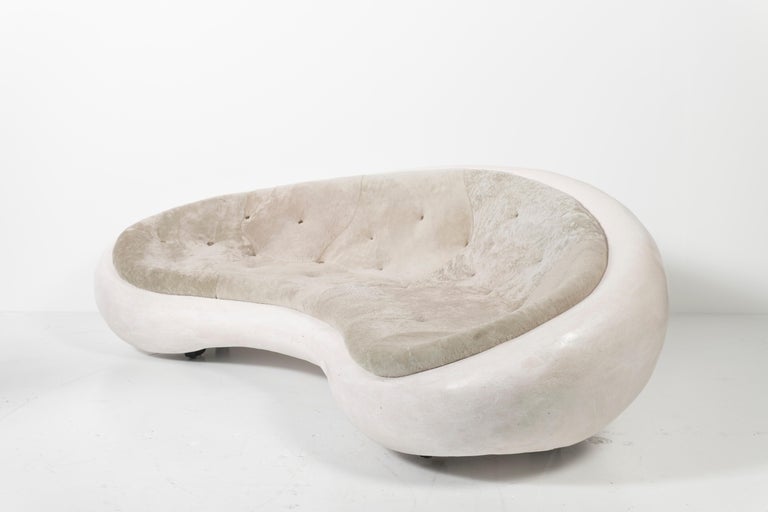 Custom Sofa in Marble Composite with Upholstered Shearling by Rogan Gregory For Sale 6
