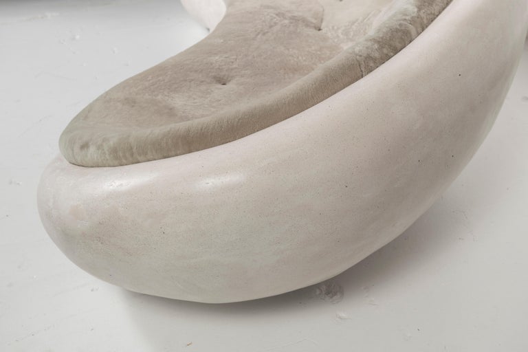 Custom Sofa in Marble Composite with Upholstered Shearling by Rogan Gregory For Sale 7