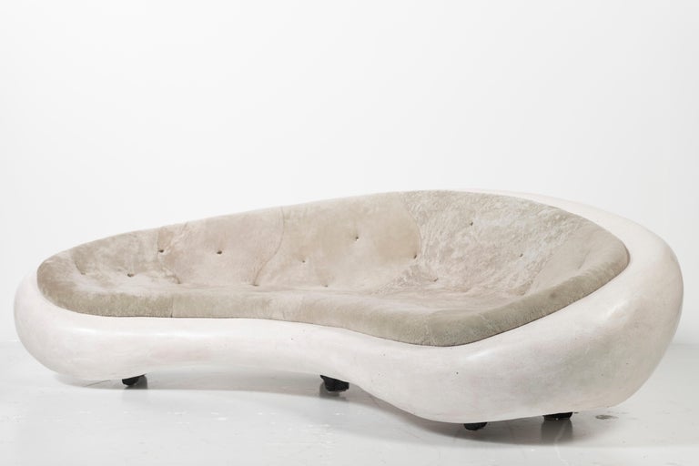 Custom Sofa in Marble Composite with Upholstered Shearling by Rogan Gregory For Sale 13