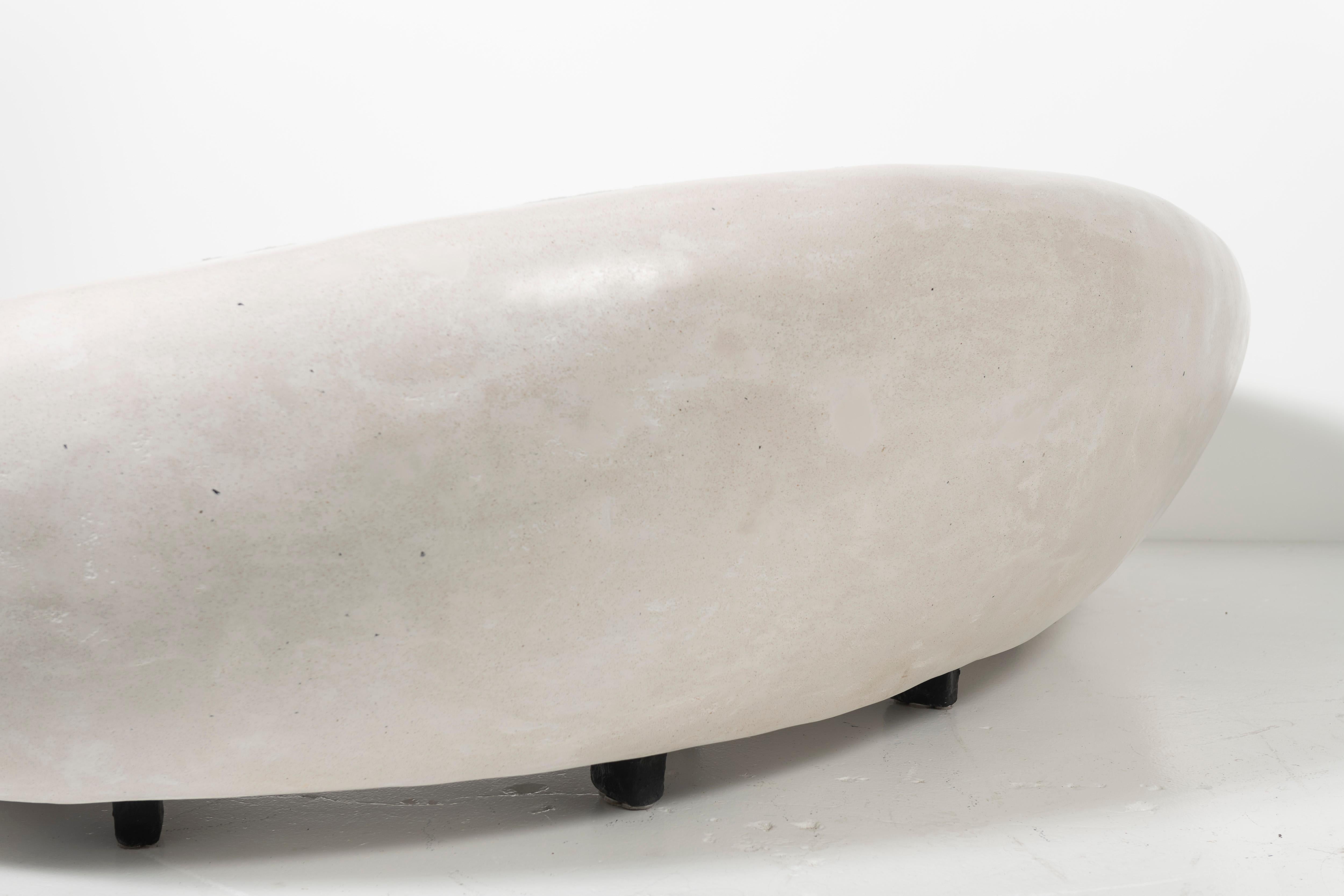 Contemporary Rogan Gregory Custom Sofa in Marble Composite with Upholstered Shearling For Sale