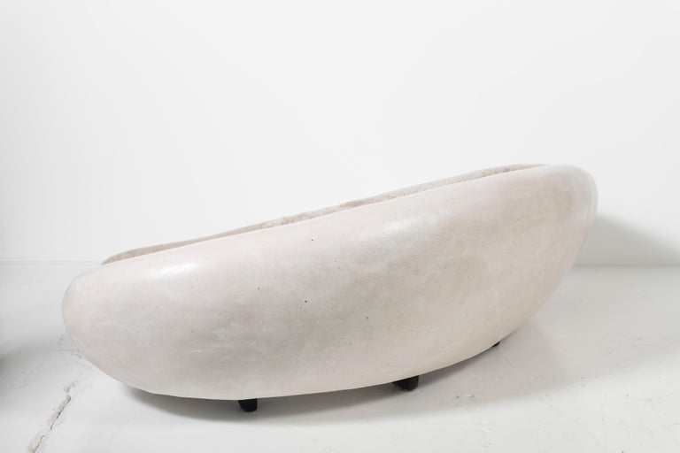 Custom Sofa in Marble Composite with Upholstered Shearling by Rogan Gregory For Sale 3