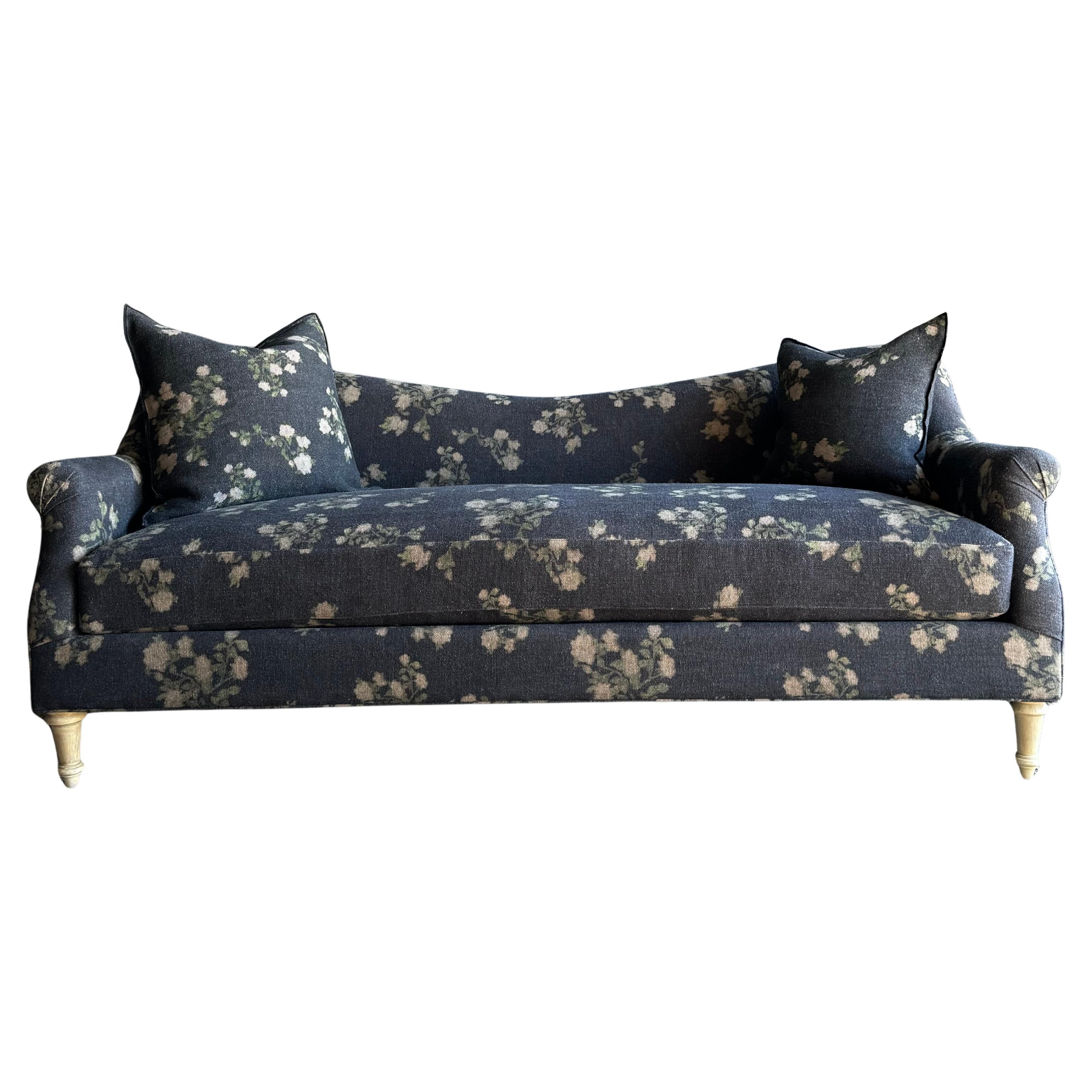 Custom Sofa in Wabi Sabi Linen Roses Créme French Linen