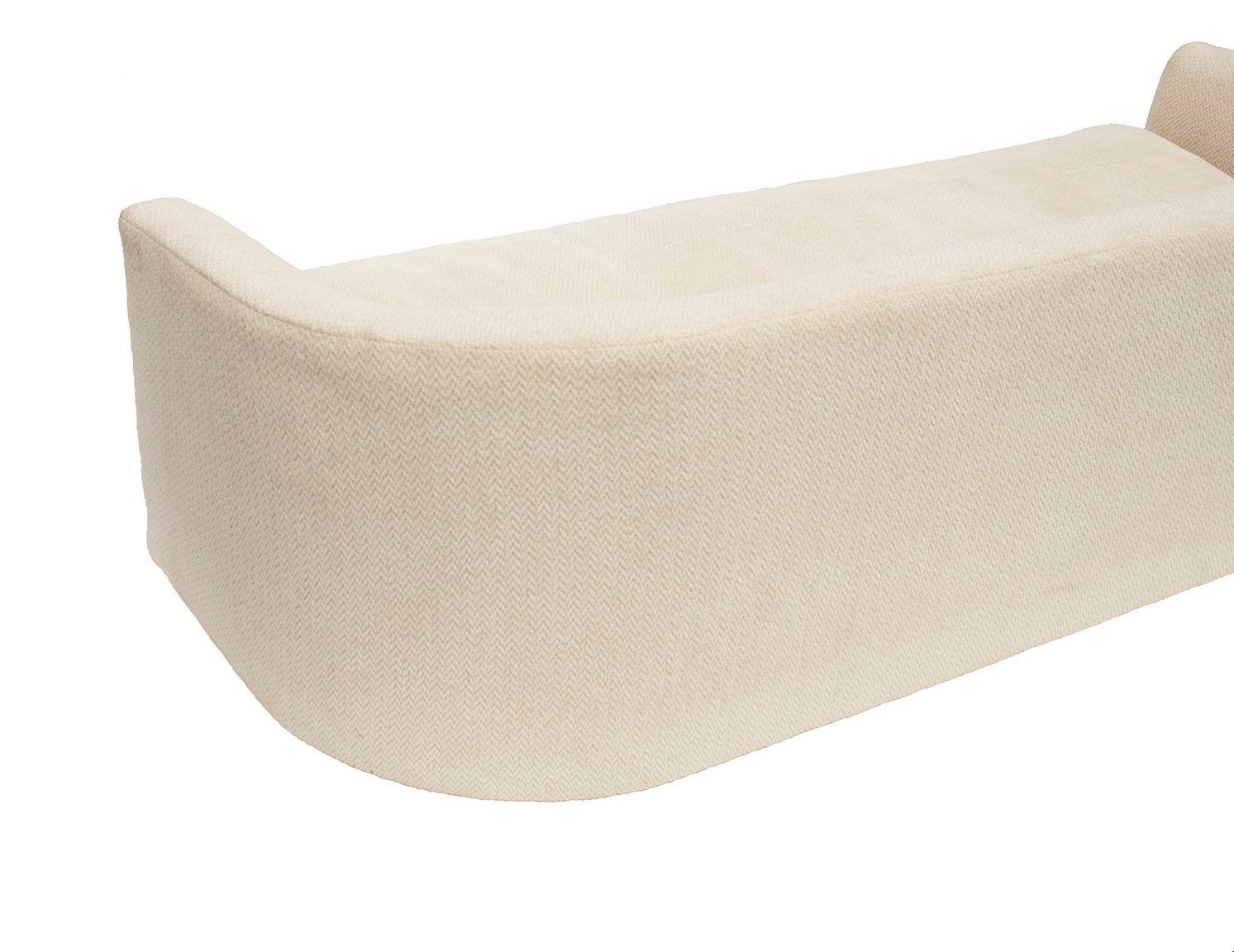 Custom Sofa on Casters in Cream Boucle #1 For Sale 3