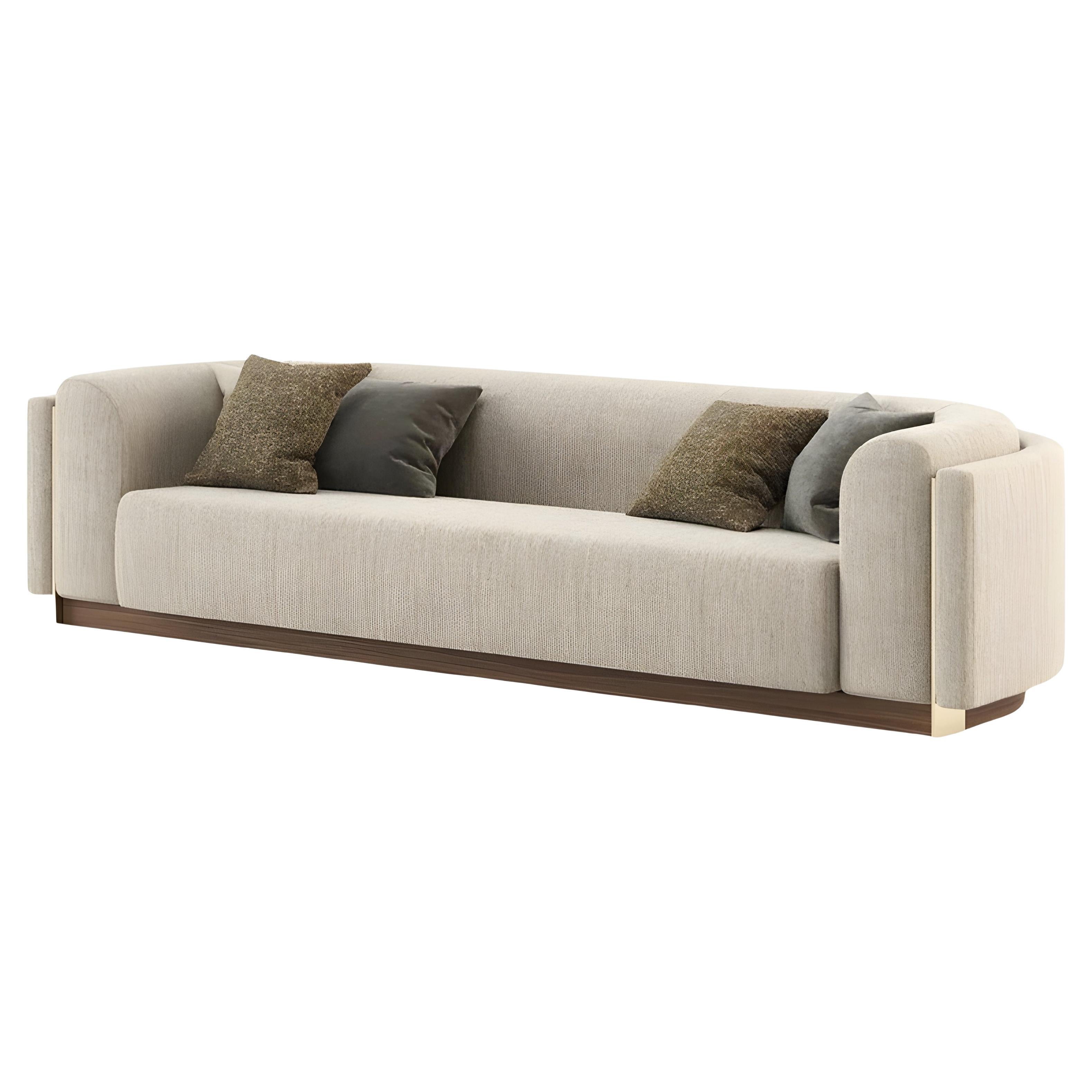 Custom Sofa with Wooden Base and Velvet Upholstery, Modern Design