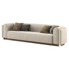 Custom Sofa with Wooden Base and Velvet Upholstery, Modern Design