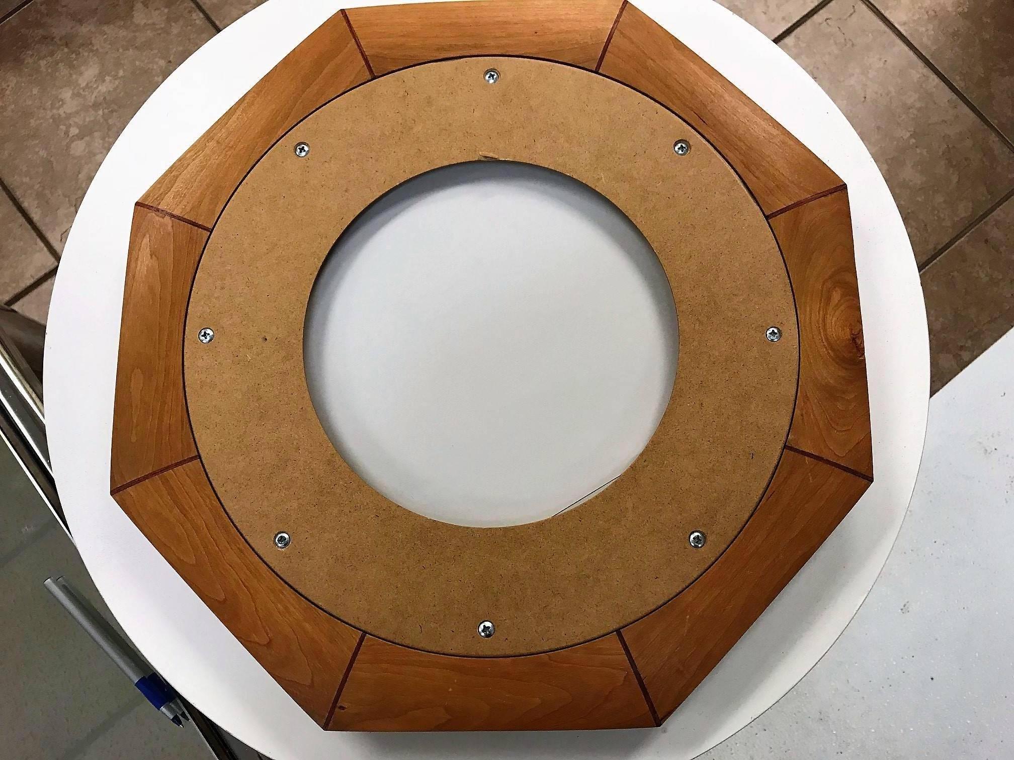 Contemporary Custom Solid Cherrywood with Walnut Inlay Octagonal Mirror For Sale