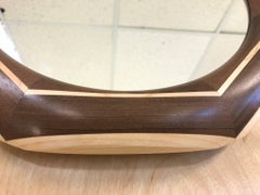 Custom Solid Walnut Mirror with Maple Trim and Maple Inlay