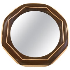 Miroir personnalisé en noyer massif avec bordure en érable et incrustation en érable