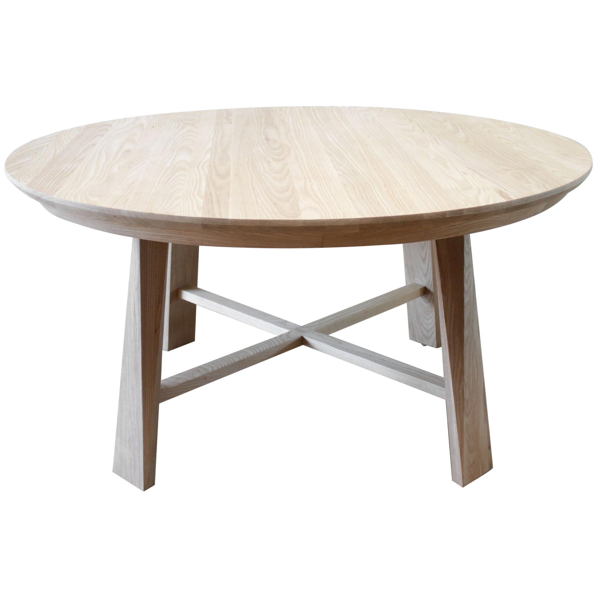 Custom Solid White Oak Round Dining Table For Sale at 1stDibs