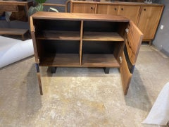 Custom Solid Wood Blue Resin Console Table - Walnut Wood Epoxy Sideboard