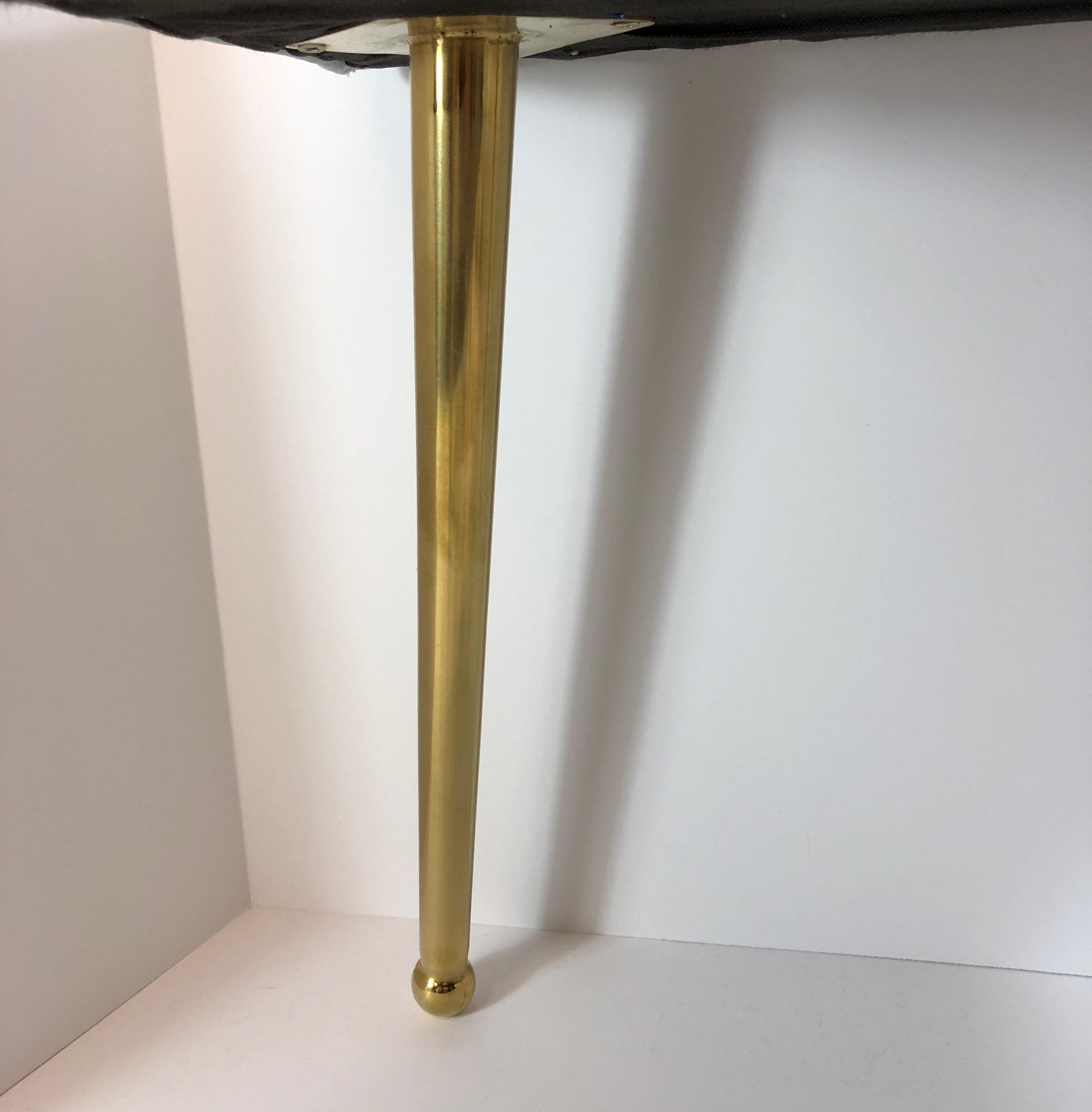 Custom Square Brass Pointe Leg Bench or Stool In Excellent Condition For Sale In New York, NY