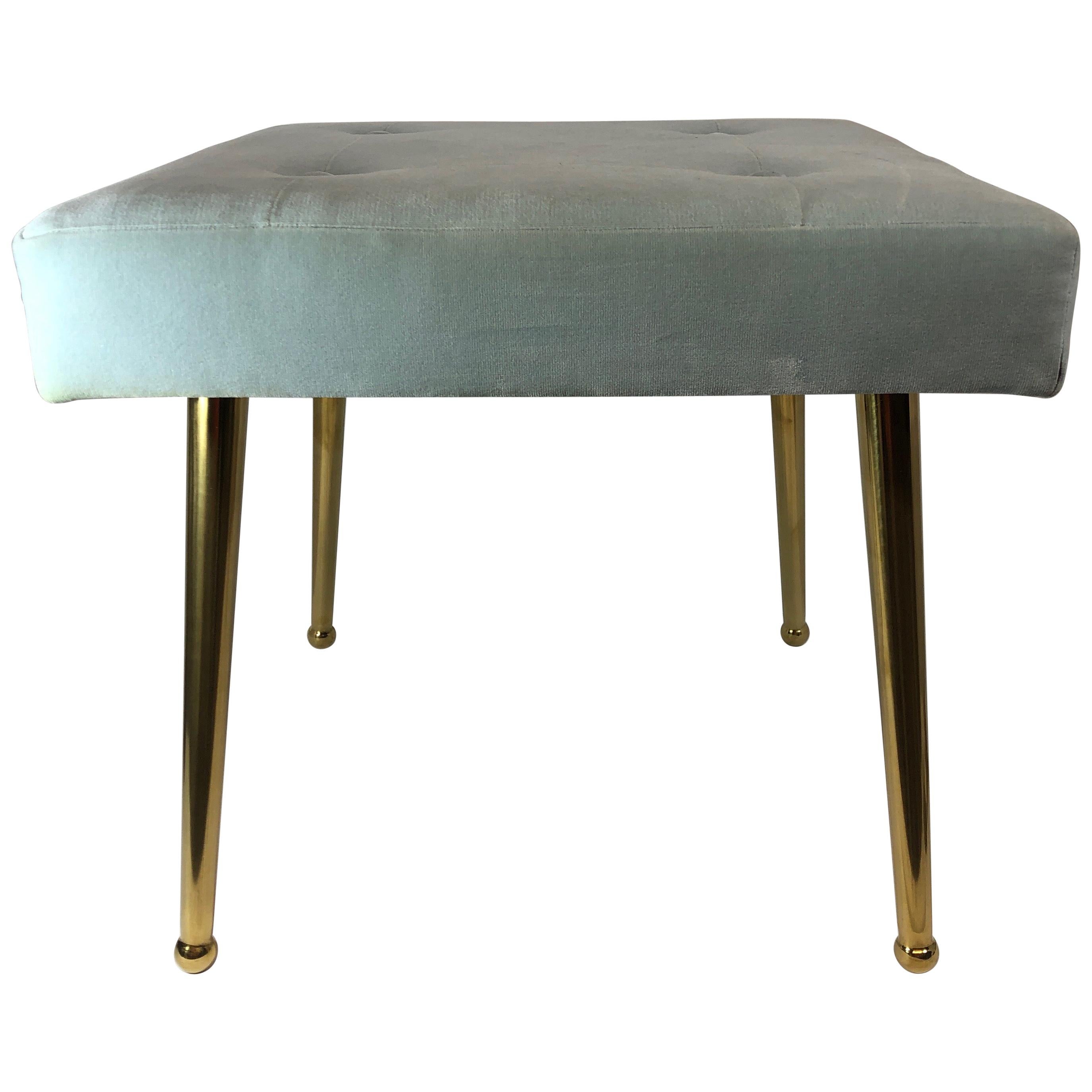 Custom Square Brass Pointe Leg Bench or Stool For Sale