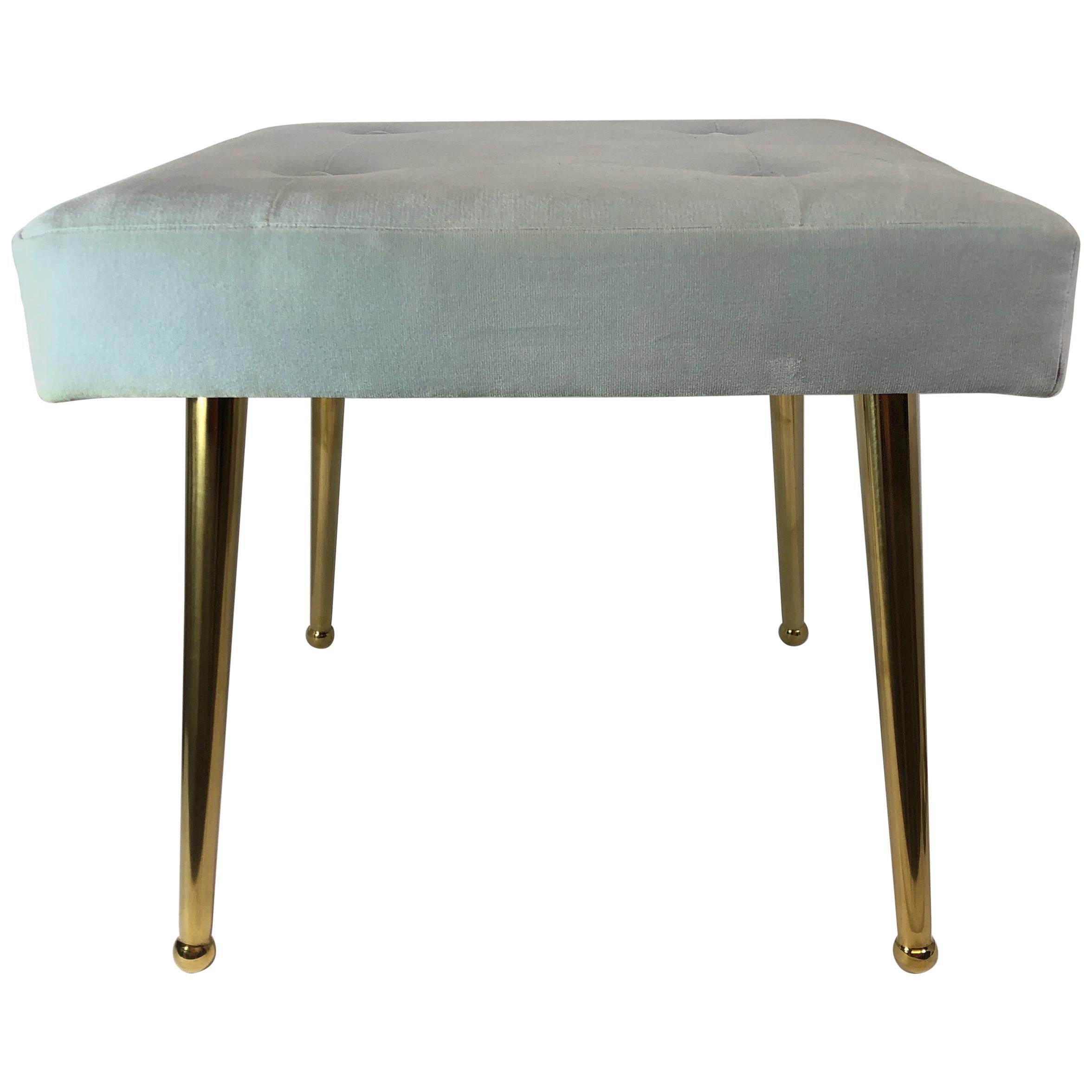 Custom Square Brass Pointe Leg Bench or Stool For Sale