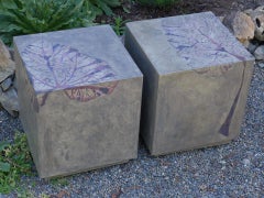 Custom Square End & Side Tables with Leaf Impressions