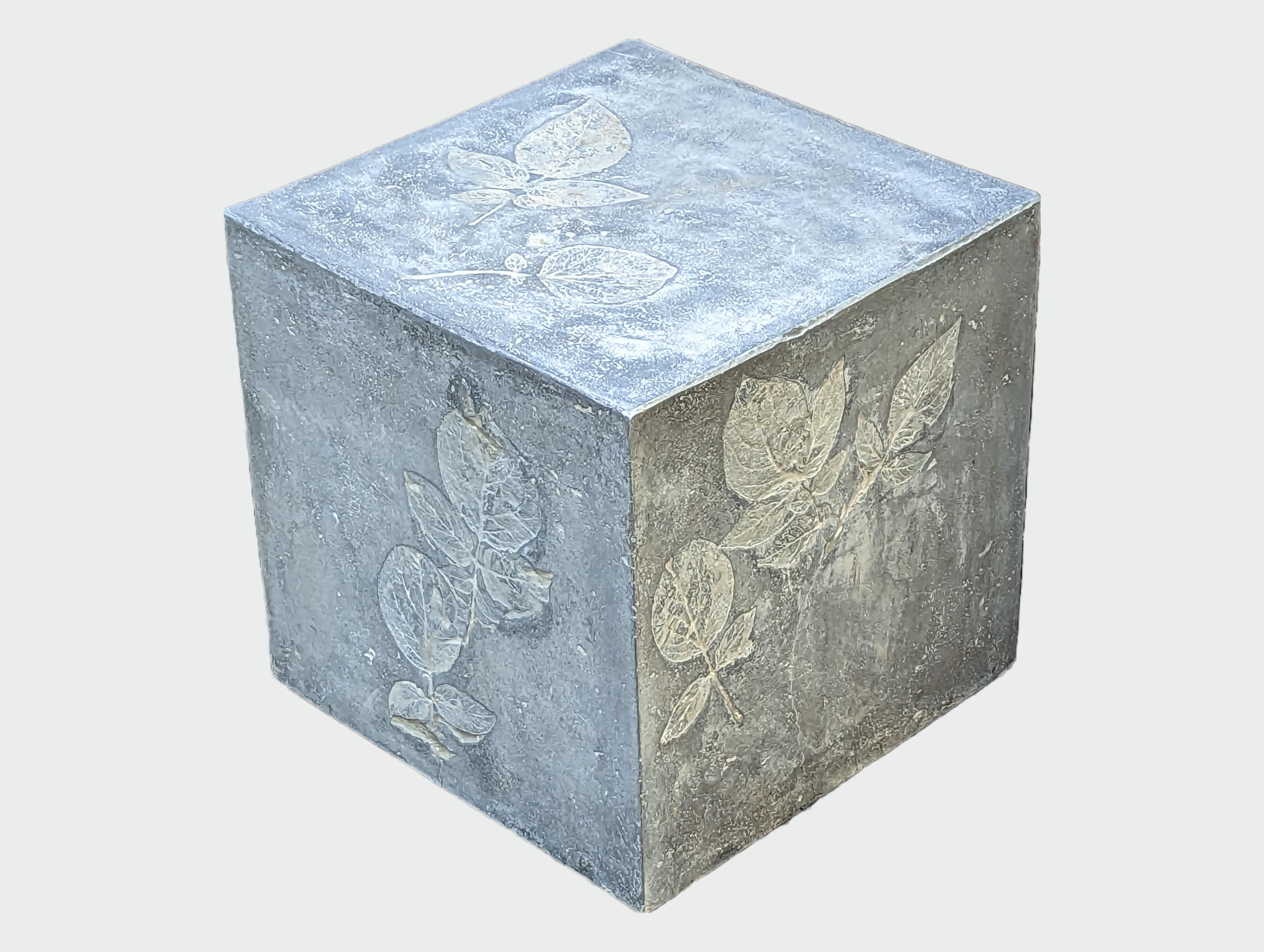 Custom Square End & Side Tables with Leaf Impressions For Sale 2