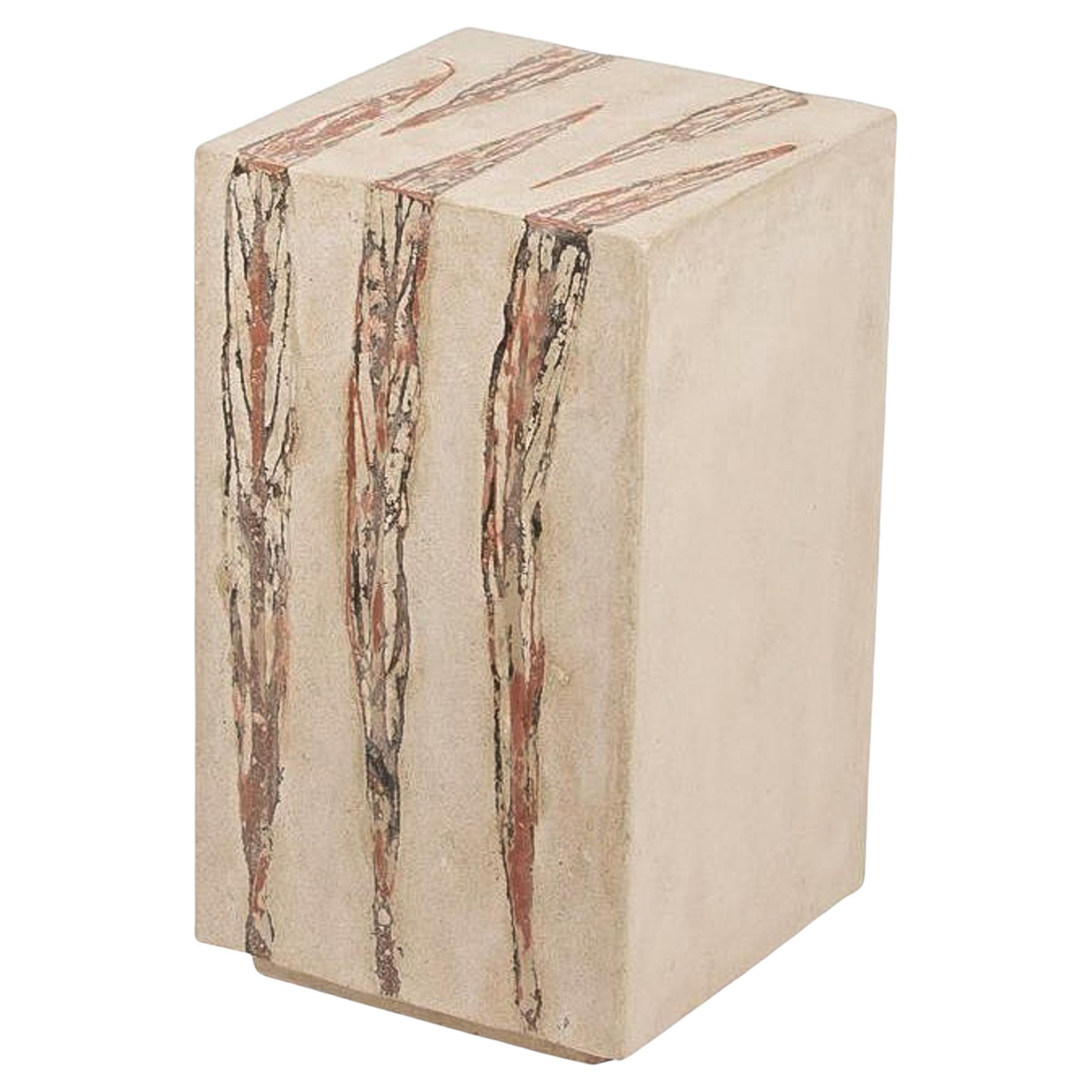 Custom Square End & Side Tables with Leaf Impressions In New Condition For Sale In Cazadero, CA