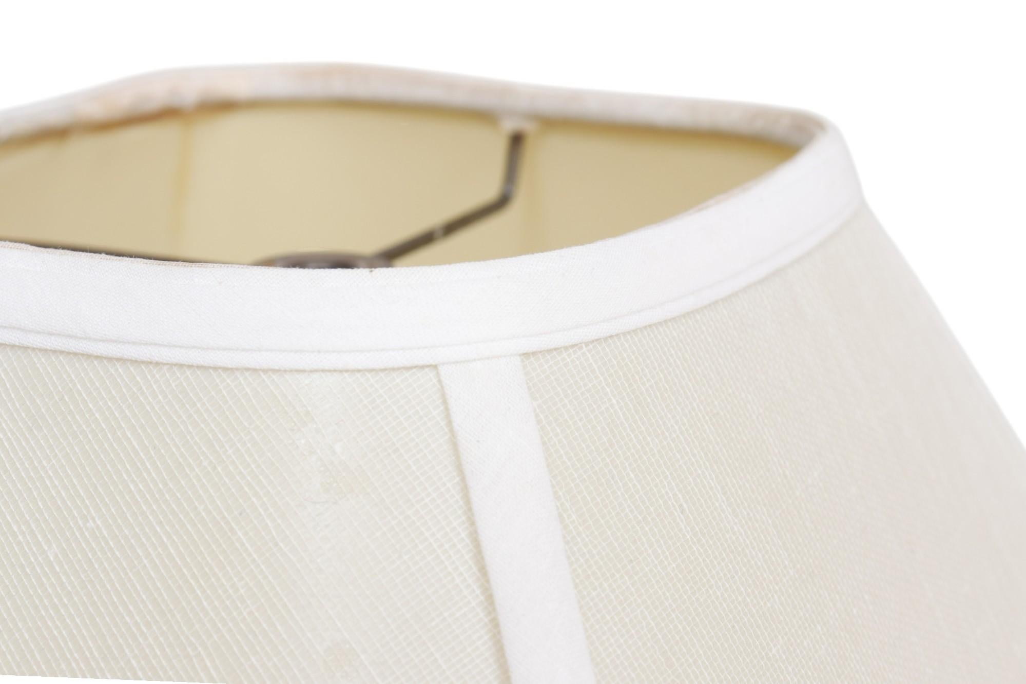 Custom Square Linen Empire Lamp Shades, a Pair In Good Condition For Sale In Bradenton, FL