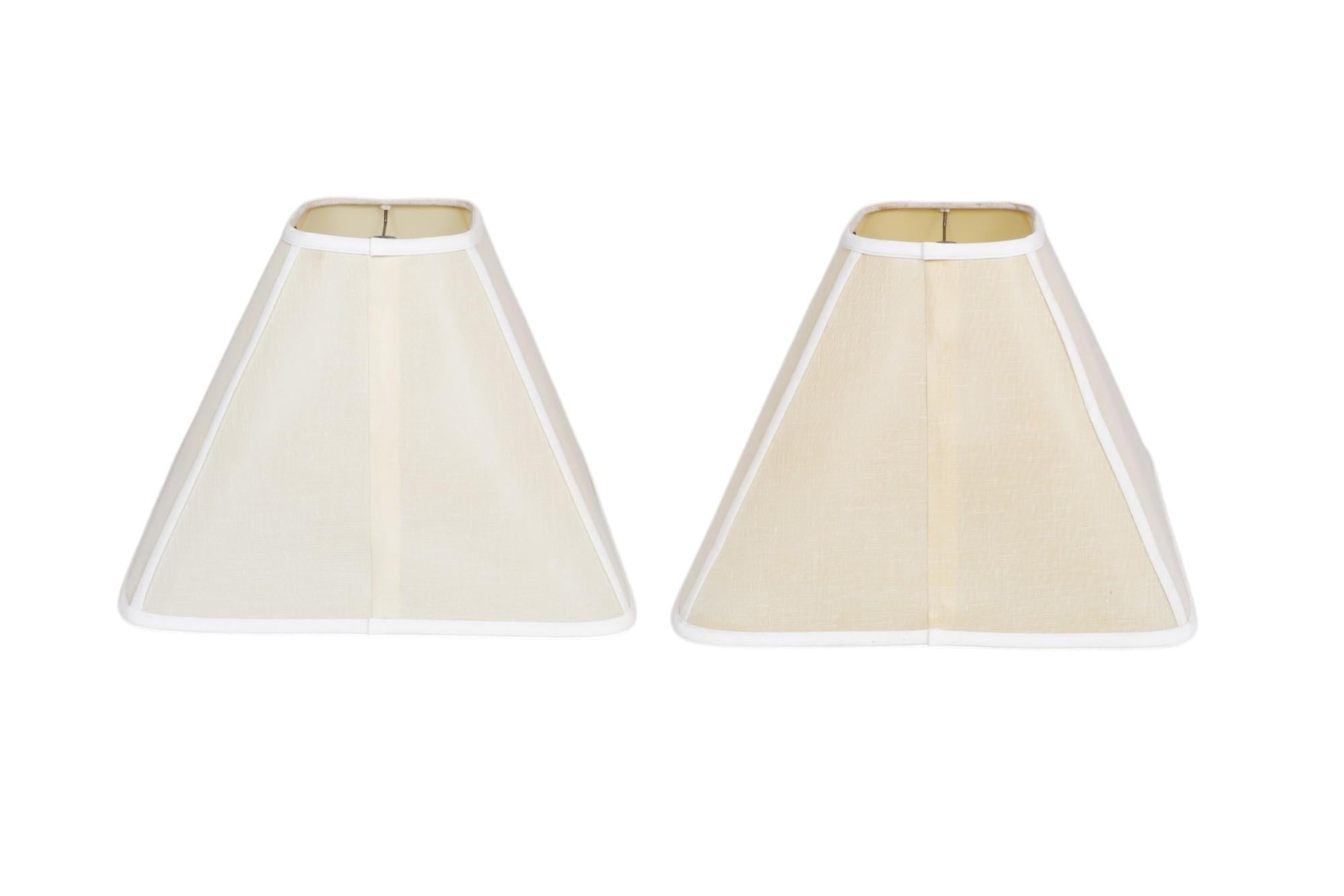 Custom Square Linen Empire Lamp Shades, a Pair For Sale 1