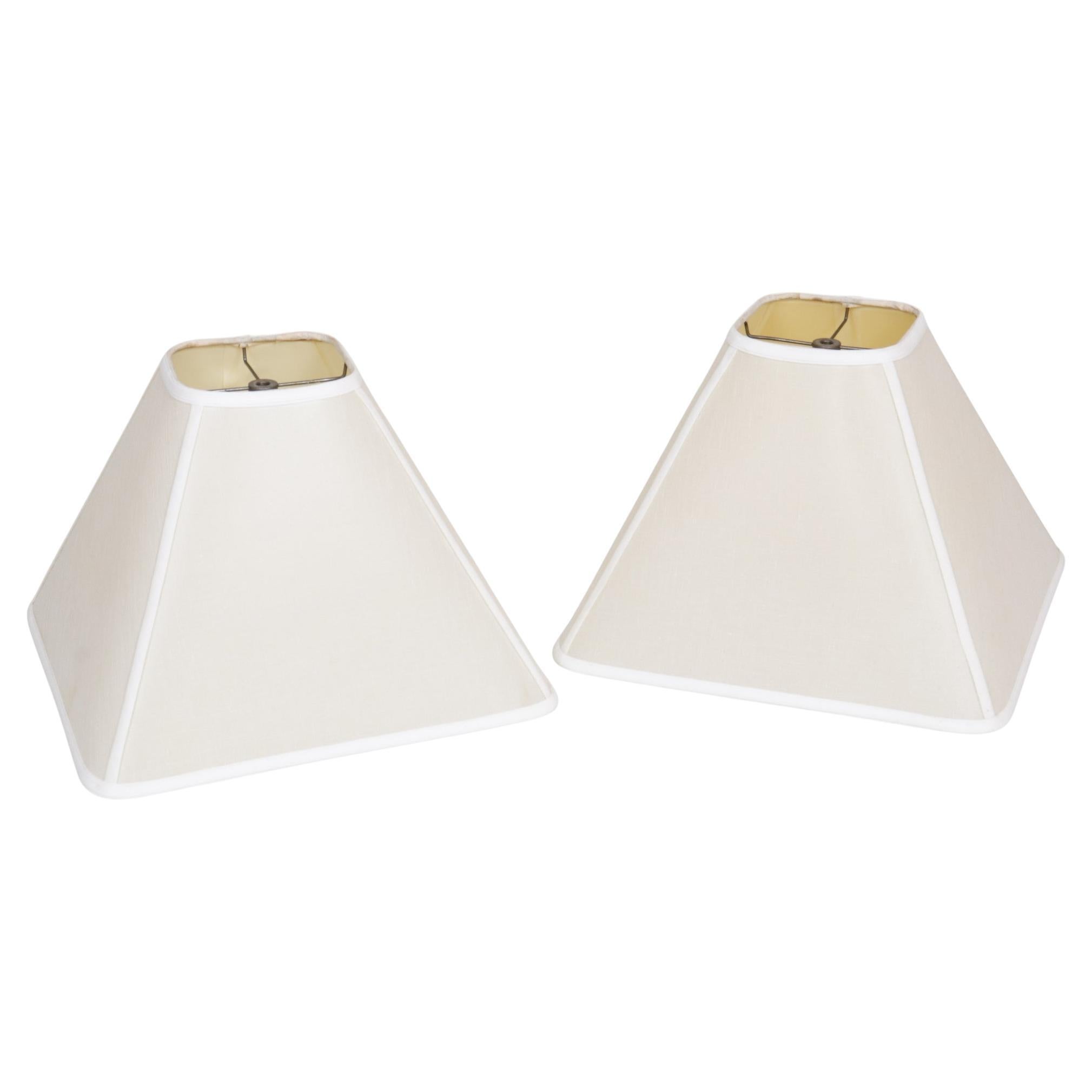 Custom Square Linen Empire Lamp Shades, a Pair For Sale