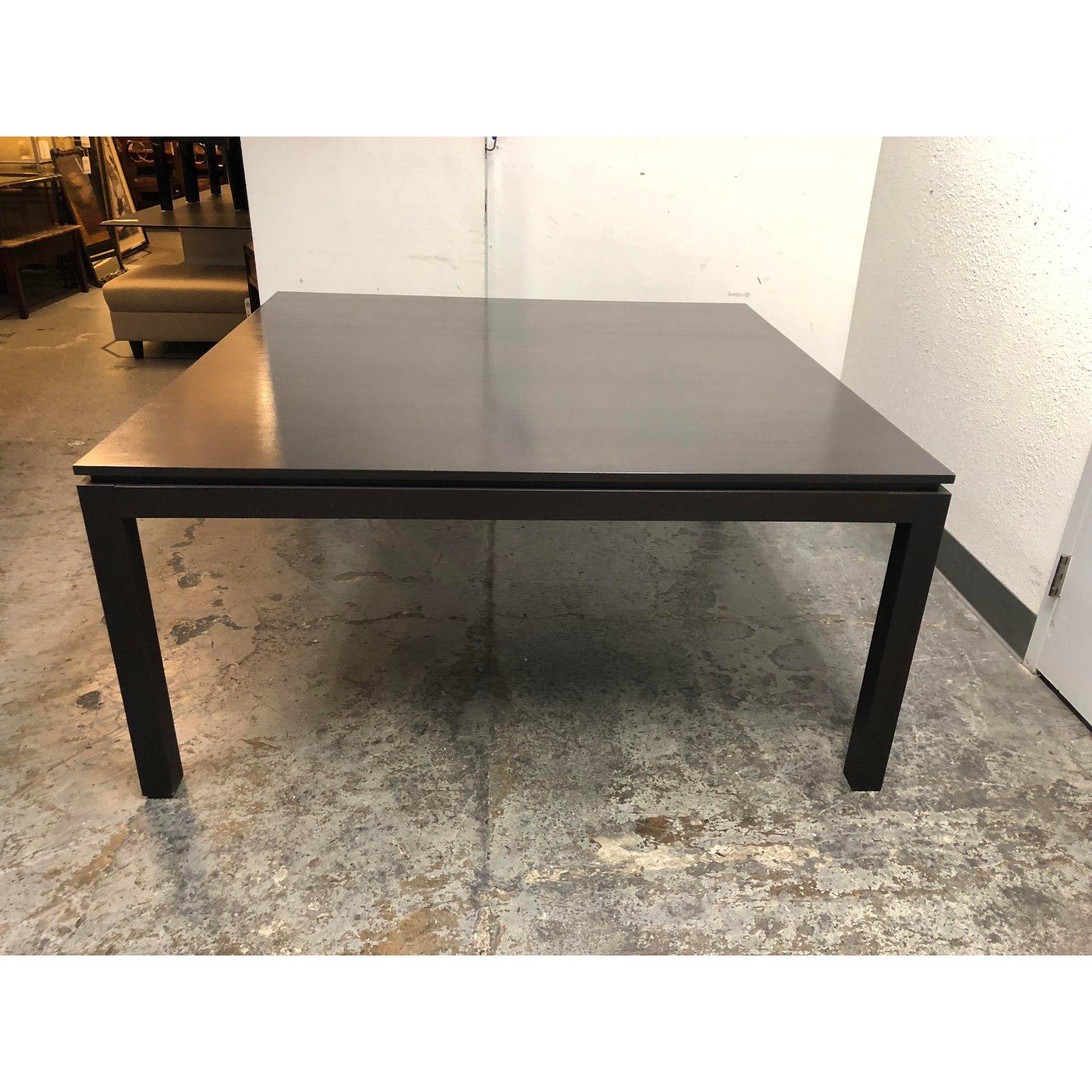 Custom Square Oak Dark Finish Dining Table In Good Condition In San Francisco, CA