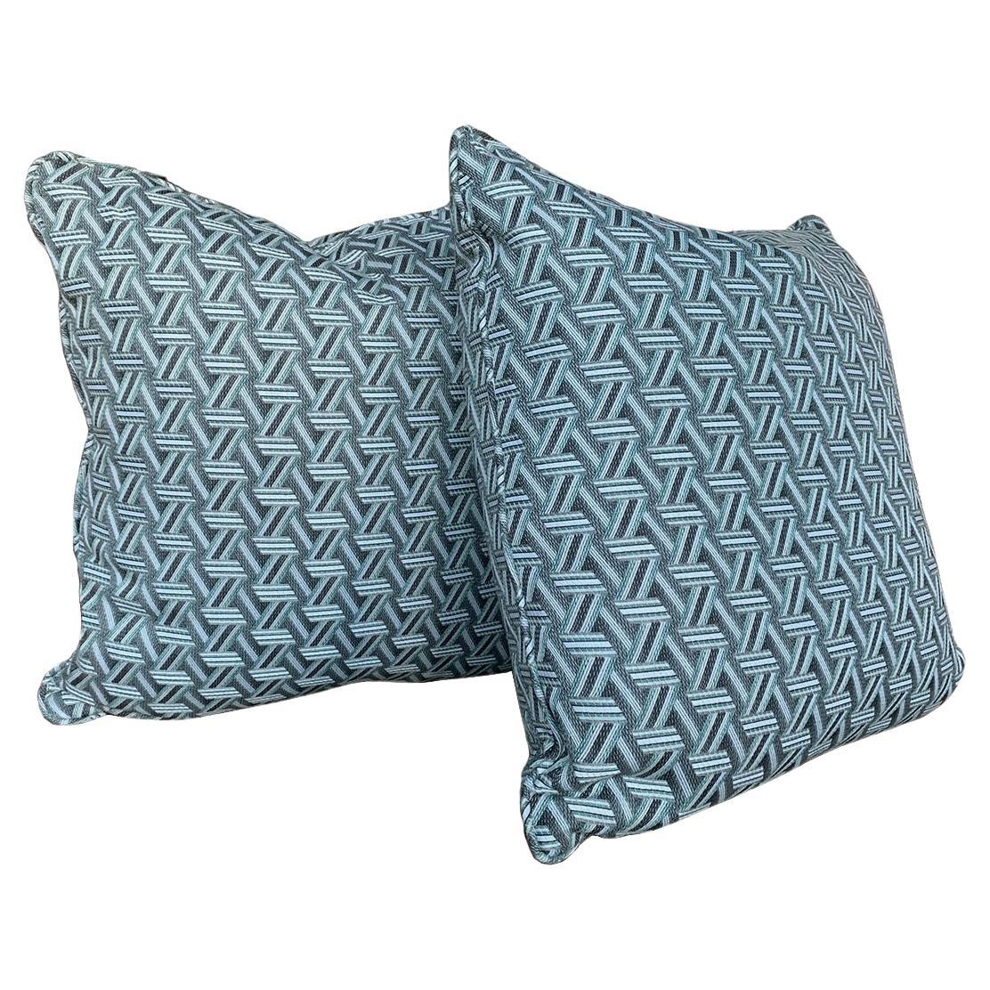 Cuscini quadrati personalizzati in tessuto Jacquard Lelièvre - Una coppia in vendita