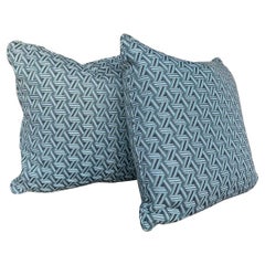Custom Square Pillows in Lelièvre Jacquard Fabric - A Pair