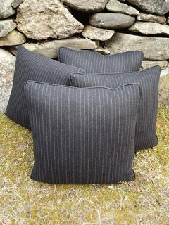 Custom Square Pillows With Loro Piana Striped Cashmere - A Pair