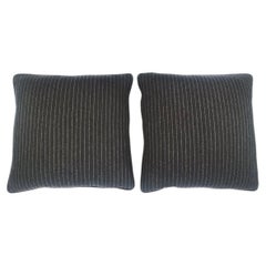 Custom Square Pillows With Loro Piana Striped Cashmere - A Pair