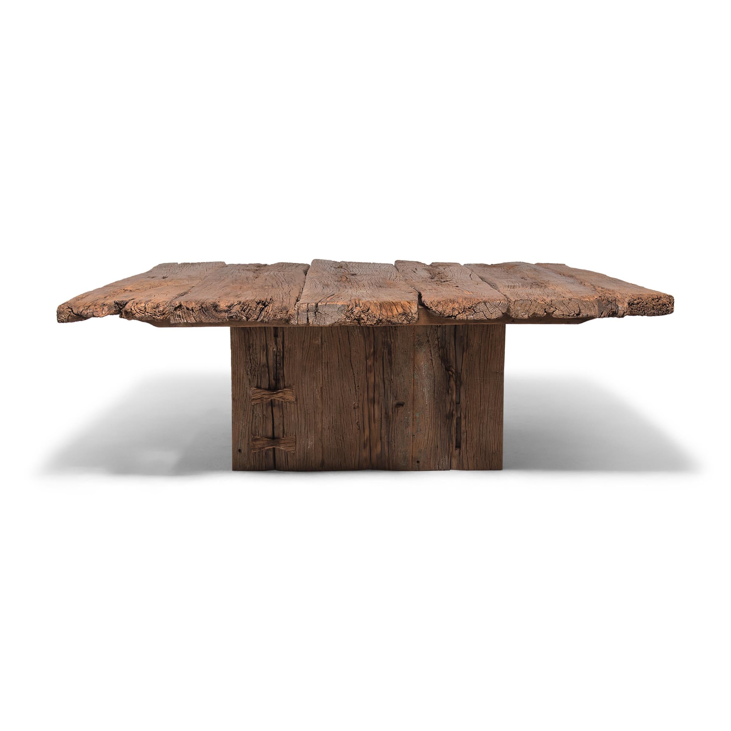 reclaimed elm wood dining table