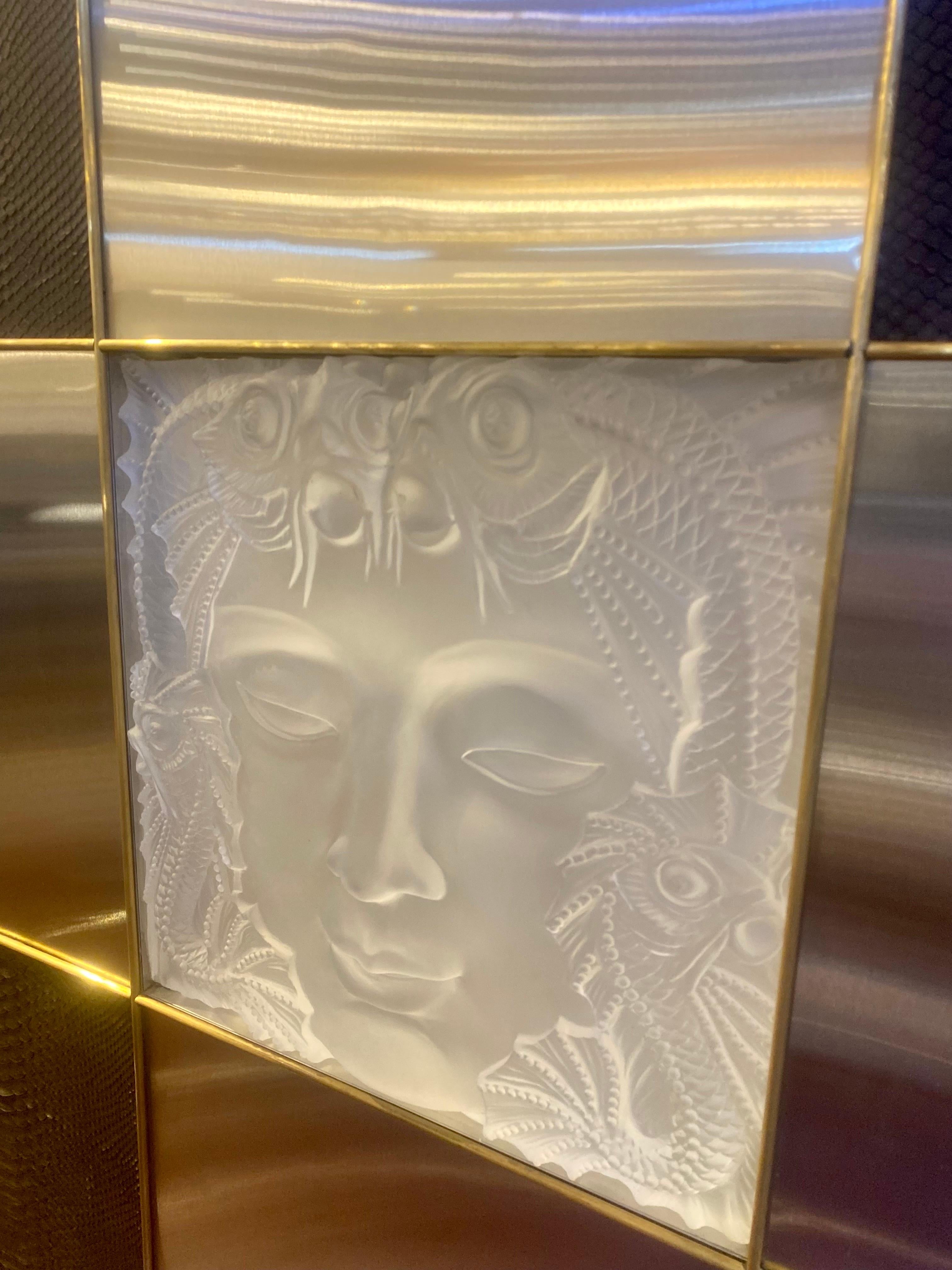 Barra o Armario Seco de Acero Inoxidable, Python y Vidrio Art Decó a Medida en venta 4