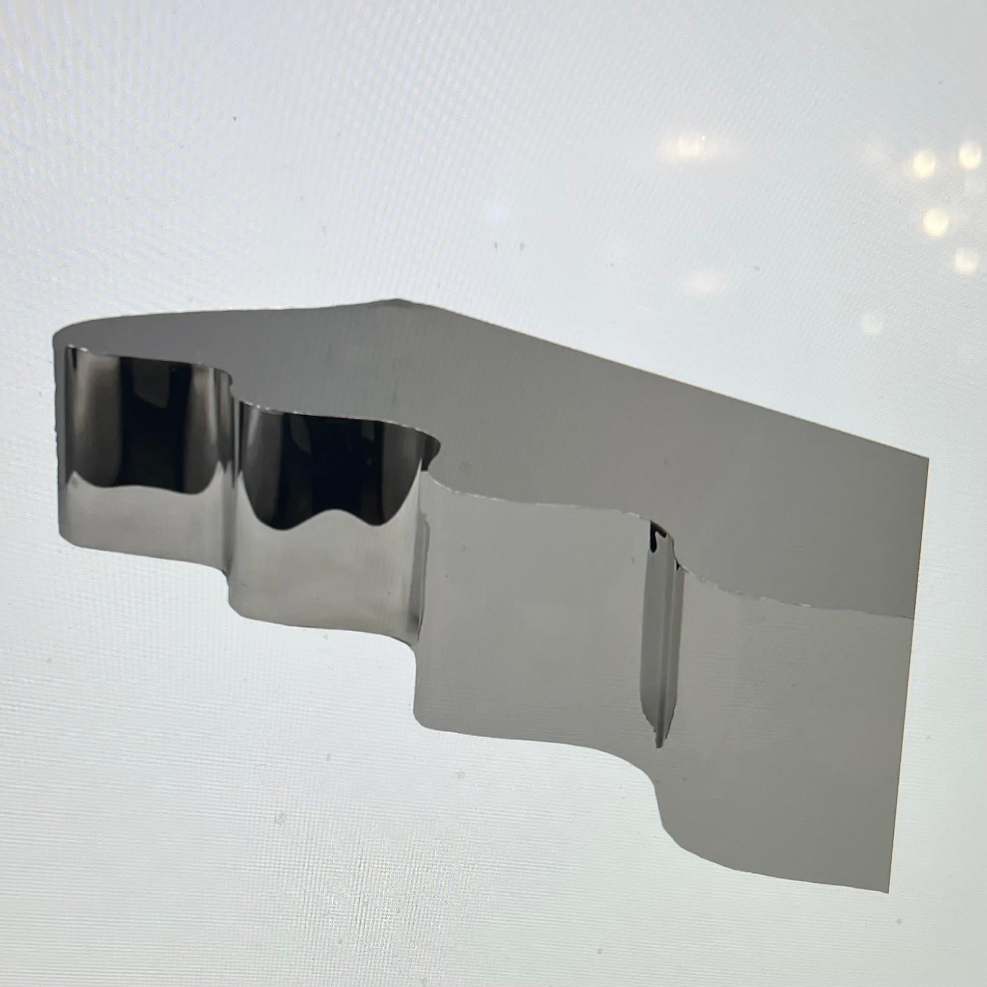 American Custom Stainless Steel Wall-Mounted Wave Console, 90