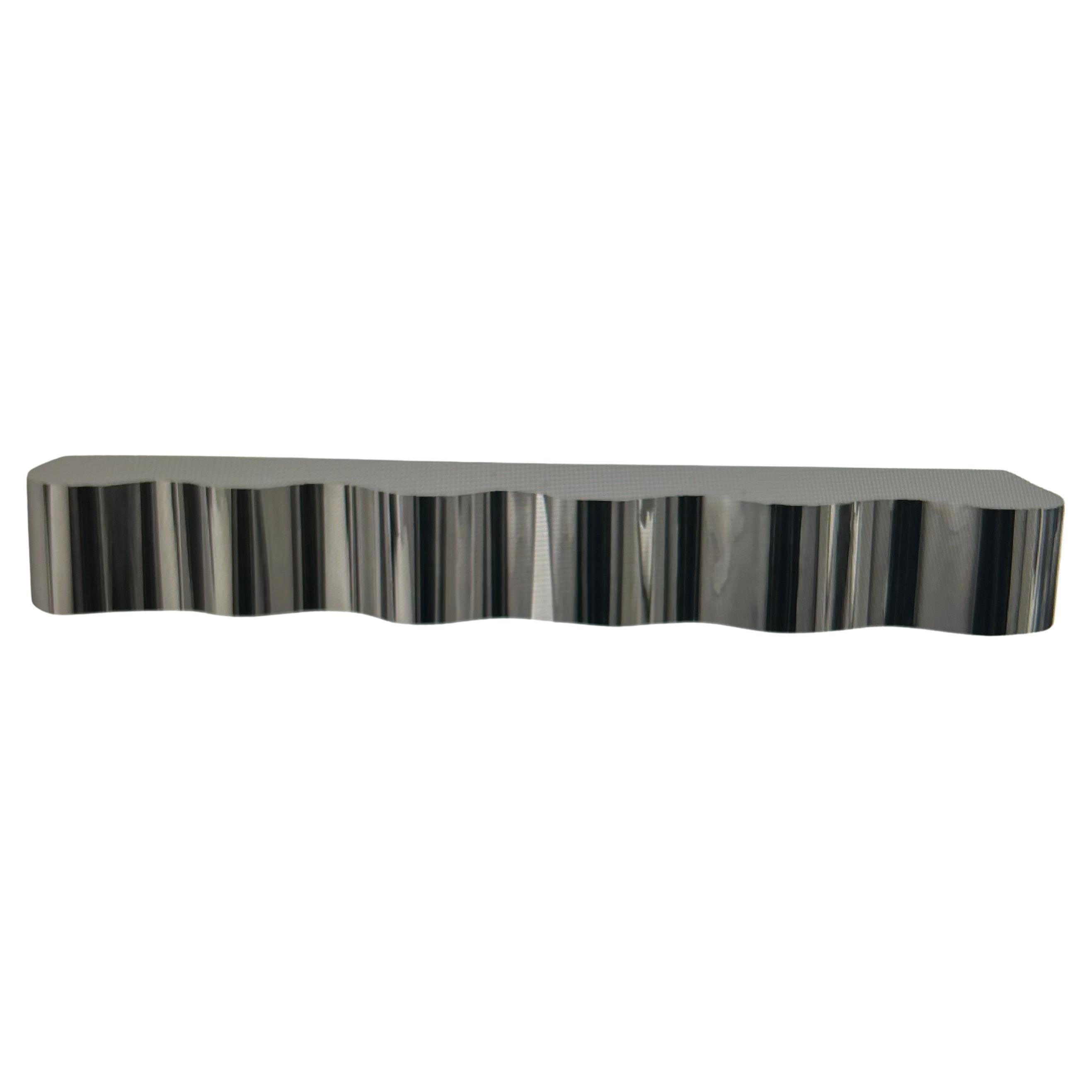 Custom Stainless Steel Wall-Mounted Wave Console, 90" Wide For Sale