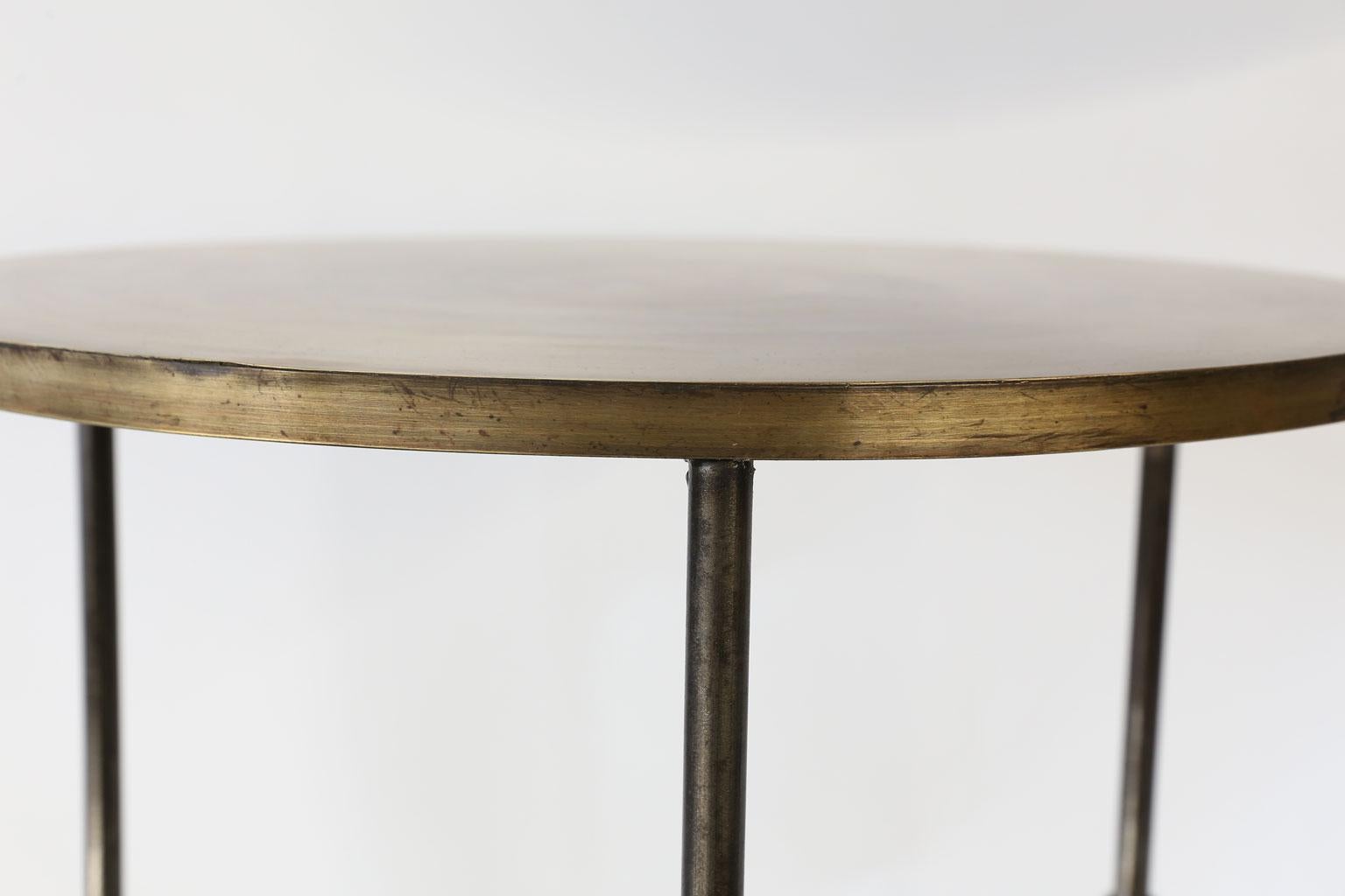 Modern Custom Steel and Brass Side Table