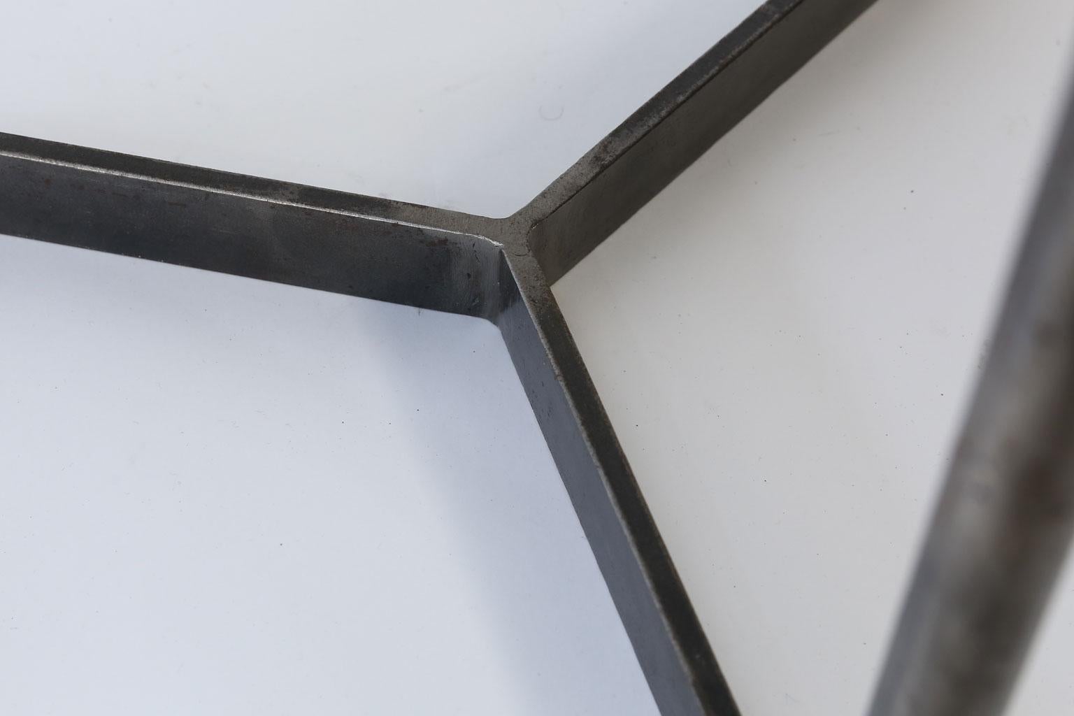 Contemporary Custom Steel and Brass Side Table