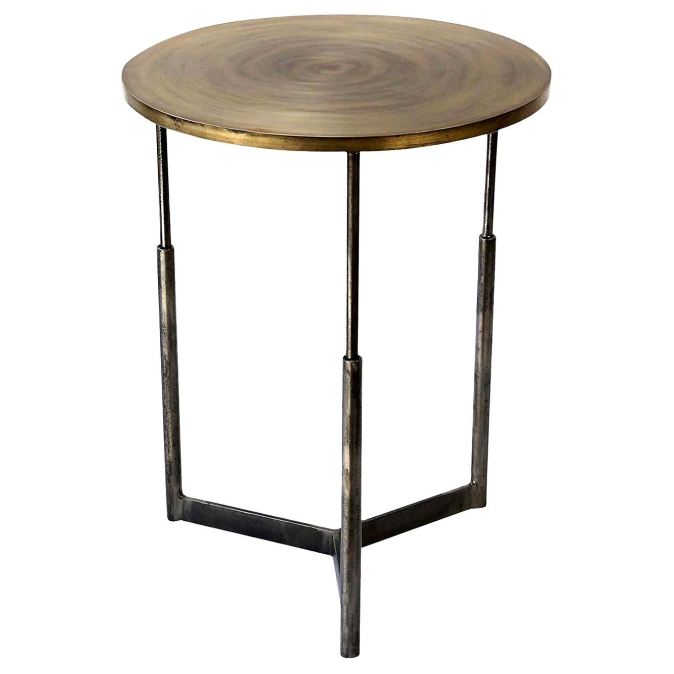 Custom Steel and Brass Side Table