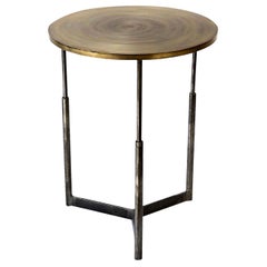 Custom Steel and Brass Side Table