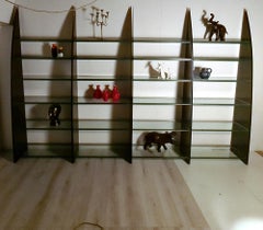Custom steel and glass bookcase by Johan Bruynseraede, Netherlands 1990s