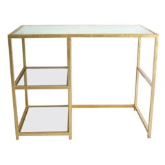 Custom Steel and Gold Leafed Desk with Mirrored Top, circa 2014