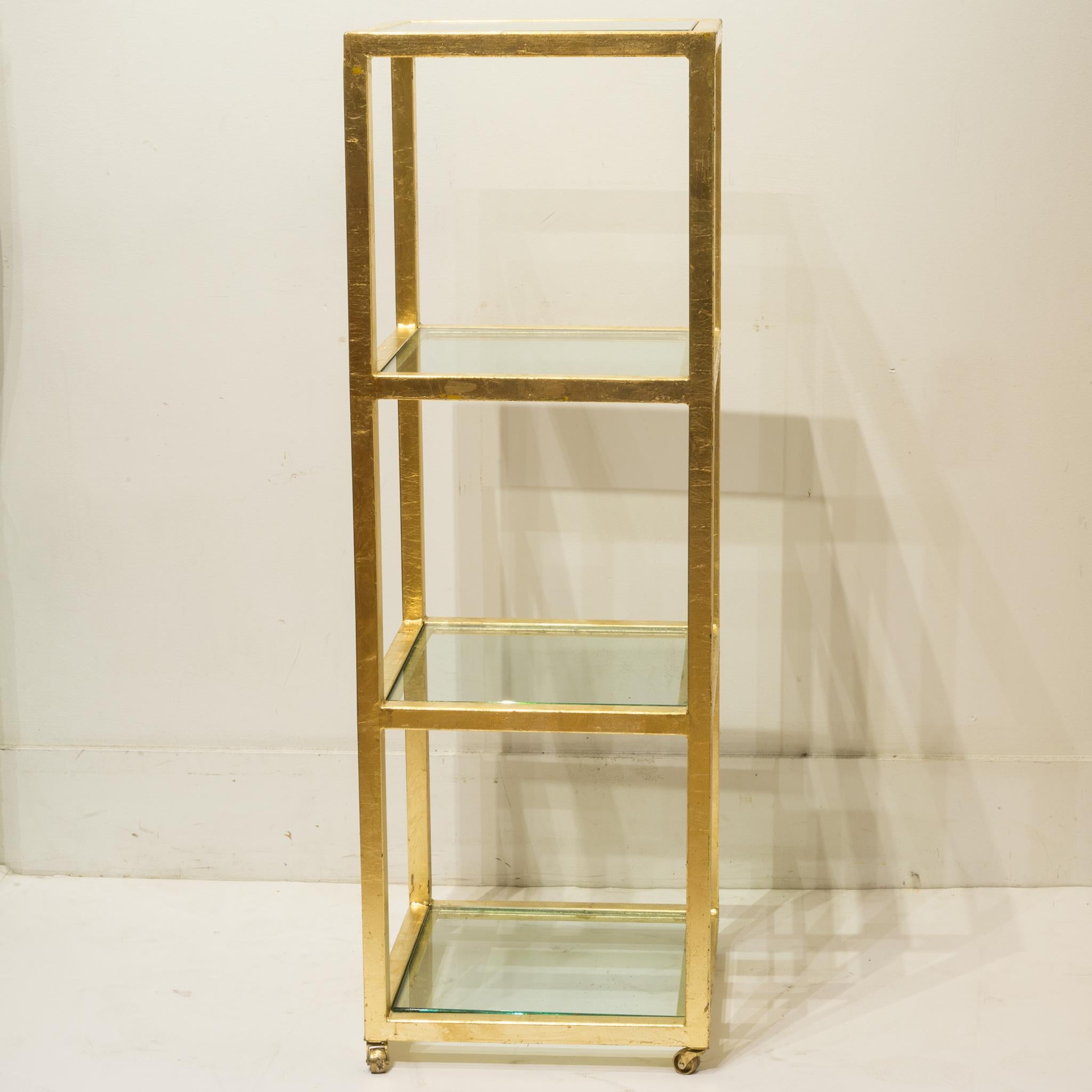 Custom Steel and Gold Leafed Rolling Tall Cart, circa 2014 In Good Condition In San Francisco, CA