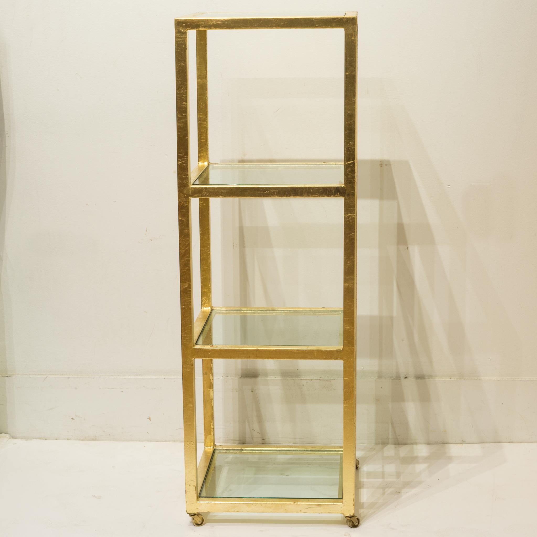 Custom Steel and Gold Leafed Rolling Tall Cart, circa 2014 1